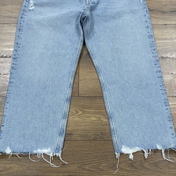 Agolde Jeans Womens 34 90s Crop Loose Fit Nerve Light Wash Raw Hem Button Fly - Picture 3 of 16